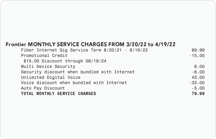 monthly service charges